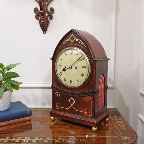 GEORGIAN MAHOGANY BRACKET CLOCK BY CORDING OF LONDON - ADDITIONAL PHOTO 2