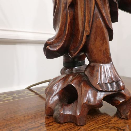 CHINESE 19TH CENTURY CARVED ROOT WOOD TABLE LAMP - ADDITIONAL PHOTO 3