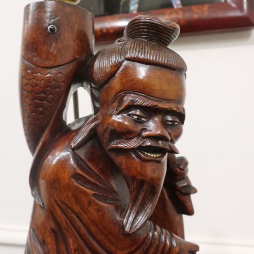 CHINESE 19TH CENTURY CARVED ROOT WOOD TABLE LAMP - ADDITIONAL PHOTO 5