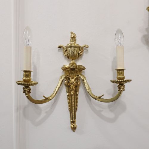 PAIR OF FRENCH BRONZE GILT TWIN ARM WALL LIGHTS - ADDITIONAL PHOTO 1