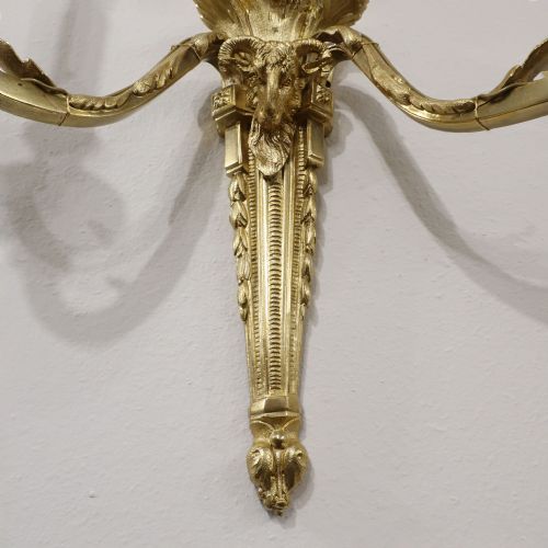 PAIR OF FRENCH BRONZE GILT TWIN ARM WALL LIGHTS - ADDITIONAL PHOTO 2