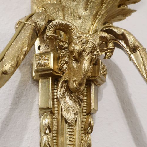 PAIR OF FRENCH BRONZE GILT TWIN ARM WALL LIGHTS - ADDITIONAL PHOTO 3