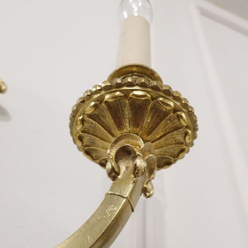 PAIR OF FRENCH BRONZE GILT TWIN ARM WALL LIGHTS - ADDITIONAL PHOTO 4