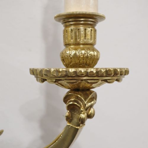 PAIR OF FRENCH BRONZE GILT TWIN ARM WALL LIGHTS - ADDITIONAL PHOTO 9