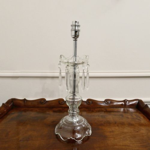 ART DECO CUT CRYSTAL GLASS TABLE LAMP - ADDITIONAL PHOTO 2