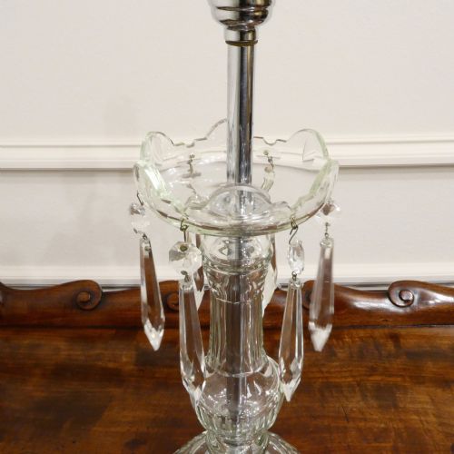 ART DECO CUT CRYSTAL GLASS TABLE LAMP - ADDITIONAL PHOTO 3