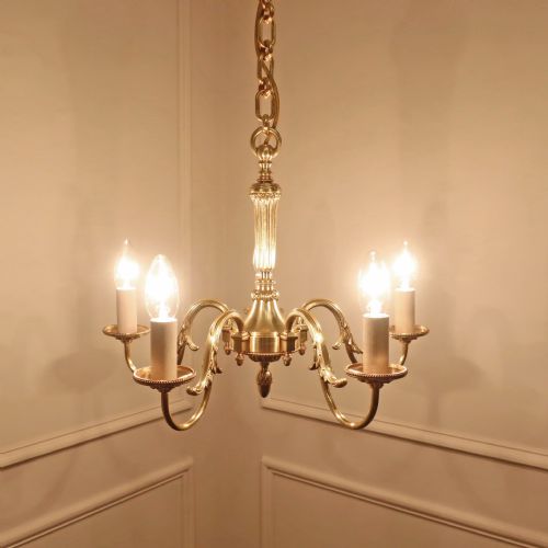 fig 1. French Gilt Bronze Five Arm Chandelier by Petitot