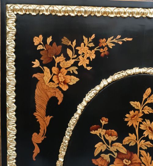 VICTORIAN EBONISED MARQUETRY CREDENZA SIDE CABINET - ADDITIONAL PHOTO 3