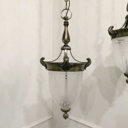 PAIR OF ART NOUVEAU BRONZE PENDANT LANTERNS ATTRIBUTED TO FC OSLER - ADDITIONAL PHOTO 1