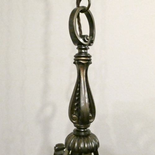 PAIR OF ART NOUVEAU BRONZE PENDANT LANTERNS ATTRIBUTED TO FC OSLER - ADDITIONAL PHOTO 6
