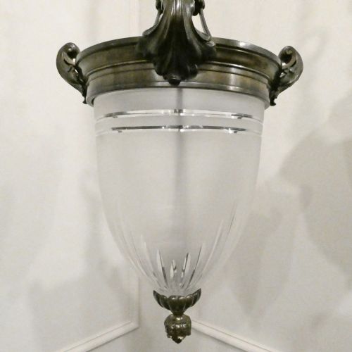 PAIR OF ART NOUVEAU BRONZE PENDANT LANTERNS ATTRIBUTED TO FC OSLER - ADDITIONAL PHOTO 9