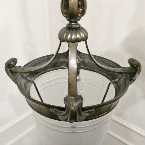 PAIR OF ART NOUVEAU BRONZE PENDANT LANTERNS ATTRIBUTED TO FC OSLER - ADDITIONAL PHOTO 13