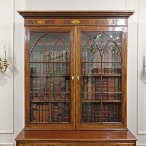 GEORGIAN MAHOGANY SECRETAIRE BOOKCASE - ADDITIONAL PHOTO 2