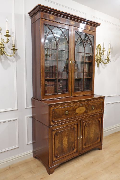 GEORGIAN MAHOGANY SECRETAIRE BOOKCASE - ADDITIONAL PHOTO 17