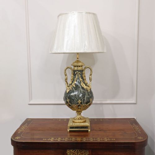 PAIR OF FRENCH LOUIS XVI STYLE MARBLE GILT BRONZE TABLE LAMPS - ADDITIONAL PHOTO 1