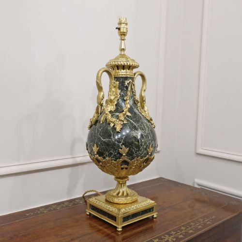 PAIR OF FRENCH LOUIS XVI STYLE MARBLE GILT BRONZE TABLE LAMPS - ADDITIONAL PHOTO 2