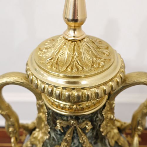 PAIR OF FRENCH LOUIS XVI STYLE MARBLE GILT BRONZE TABLE LAMPS - ADDITIONAL PHOTO 9