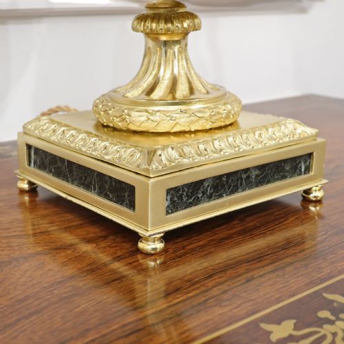 PAIR OF FRENCH LOUIS XVI STYLE MARBLE GILT BRONZE TABLE LAMPS - ADDITIONAL PHOTO 12