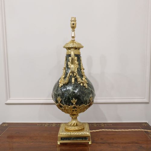 PAIR OF FRENCH LOUIS XVI STYLE MARBLE GILT BRONZE TABLE LAMPS - ADDITIONAL PHOTO 13
