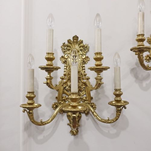 PAIR OF LOUIS XIV STYLE GILT BRONZE WALL LIGHTS - ADDITIONAL PHOTO 1