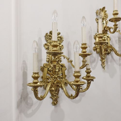 PAIR OF LOUIS XIV STYLE GILT BRONZE WALL LIGHTS - ADDITIONAL PHOTO 2