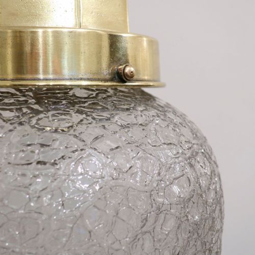 ART DECO CRACKLE GLASS AND BRASS PENDANT LIGHT - ADDITIONAL PHOTO 3