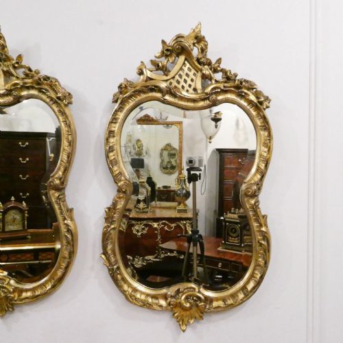 PAIR OF FRENCH ROCOCO STYLE GILTWOOD WALL MIRRORS - ADDITIONAL PHOTO 2