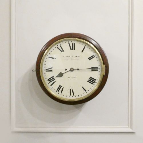 GEORGIAN TWIN FUSEE WALL CLOCK BY JAMES MURRAY OF LONDON