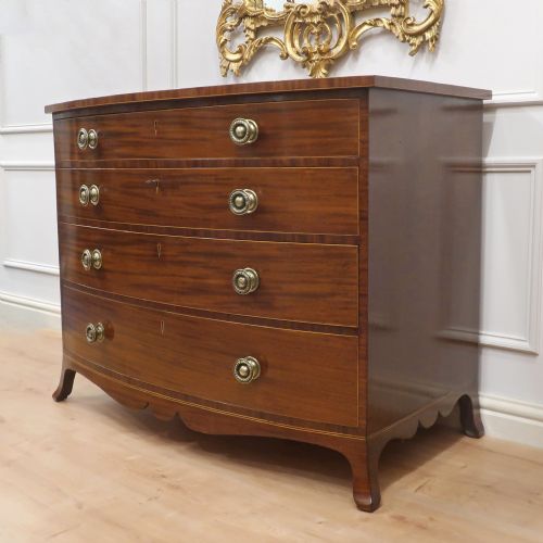 GEORGIAN MAHOGANY BOW FRONTED CHEST OF DRAWERS - ADDITIONAL PHOTO 1