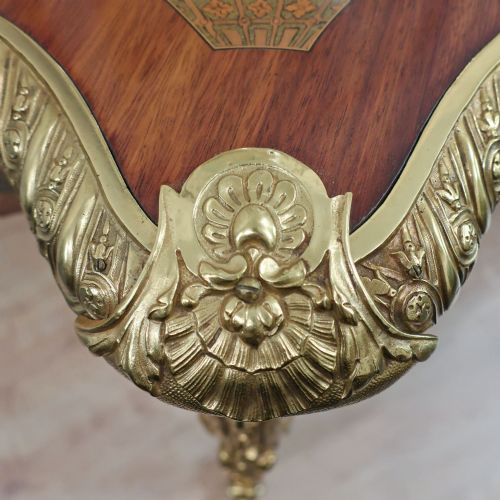 FRENCH LOUIS XV STYLE MARQUETRY BUREAU PLAT TABLE - ADDITIONAL PHOTO 6