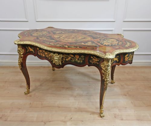 FRENCH LOUIS XV STYLE MARQUETRY BUREAU PLAT TABLE - ADDITIONAL PHOTO 8