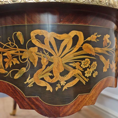 FRENCH LOUIS XV STYLE MARQUETRY BUREAU PLAT TABLE - ADDITIONAL PHOTO 14
