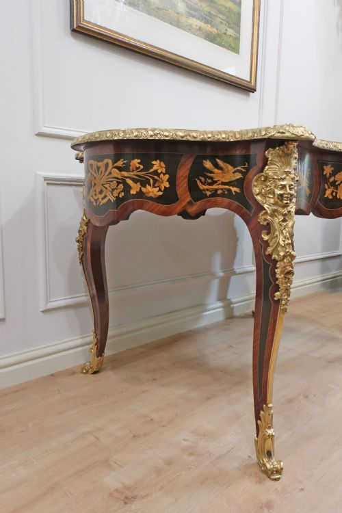 FRENCH LOUIS XV STYLE MARQUETRY BUREAU PLAT TABLE - ADDITIONAL PHOTO 15