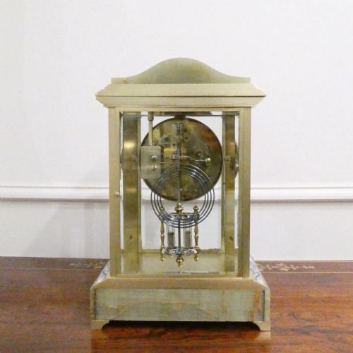FRENCH ONYX CHAMPLEVE FOUR GLASS MANTEL CLOCK - ADDITIONAL PHOTO 14