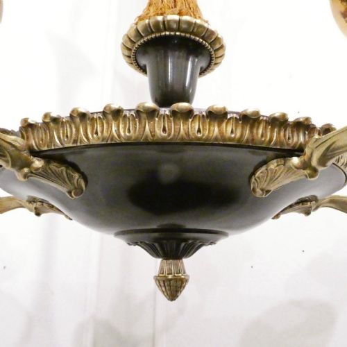 ART DECO BRONZE ALABASTER CHANDELIER IN THE EMPIRE STYLE - ADDITIONAL PHOTO 5