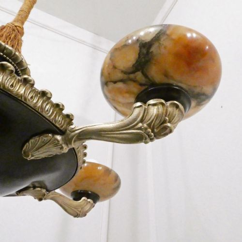 ART DECO BRONZE ALABASTER CHANDELIER IN THE EMPIRE STYLE - ADDITIONAL PHOTO 7