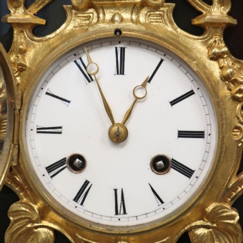 FRENCH ROCOCO STYLE SLATE BRONZE MANTEL CLOCK BY JAPY FRERES - ADDITIONAL PHOTO 2