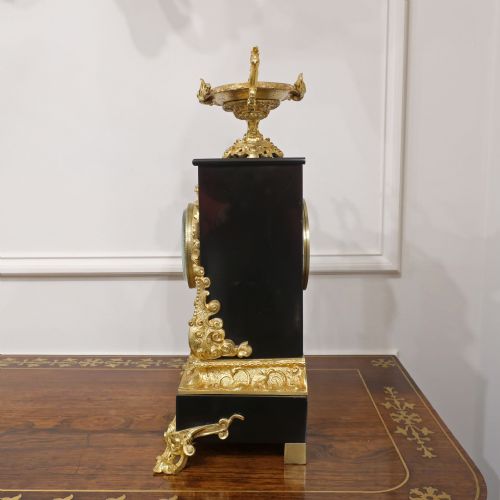 FRENCH ROCOCO STYLE SLATE BRONZE MANTEL CLOCK BY JAPY FRERES - ADDITIONAL PHOTO 6