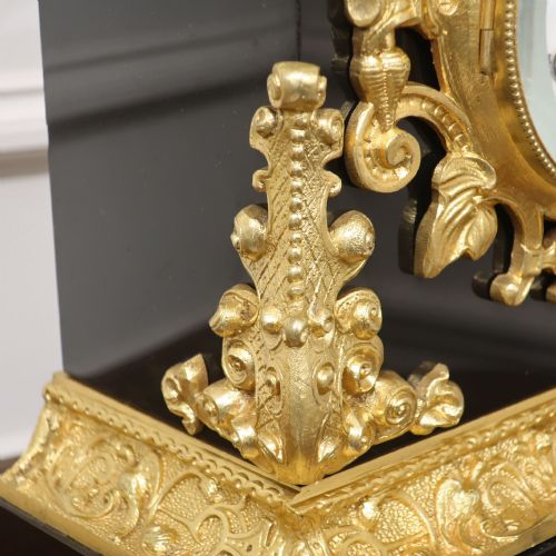 FRENCH ROCOCO STYLE SLATE BRONZE MANTEL CLOCK BY JAPY FRERES - ADDITIONAL PHOTO 7