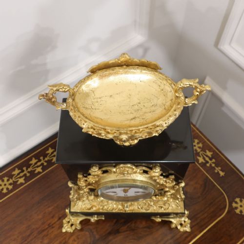 FRENCH ROCOCO STYLE SLATE BRONZE MANTEL CLOCK BY JAPY FRERES - ADDITIONAL PHOTO 8