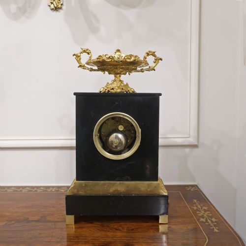 FRENCH ROCOCO STYLE SLATE BRONZE MANTEL CLOCK BY JAPY FRERES - ADDITIONAL PHOTO 9