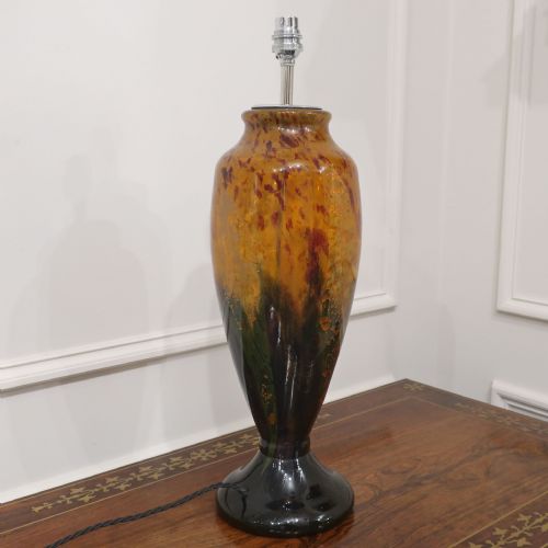 ART DECO MOTTLED GLASS TABLE LAMP IN THE STYLE OF CHARLES SCHNEIDER - ADDITIONAL PHOTO 6