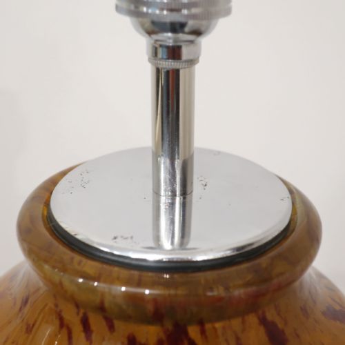 ART DECO MOTTLED GLASS TABLE LAMP IN THE STYLE OF CHARLES SCHNEIDER - ADDITIONAL PHOTO 8