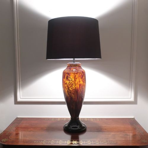 ART DECO MOTTLED GLASS TABLE LAMP IN THE STYLE OF CHARLES SCHNEIDER - ADDITIONAL PHOTO 11