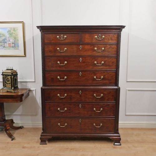 Georgian Chippendale Period Mahogany Chest on Chest