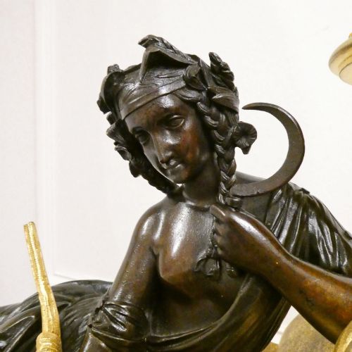 fig 2. French Louis XVI Style Bronze & Marble Mantel Clock by Vincenti