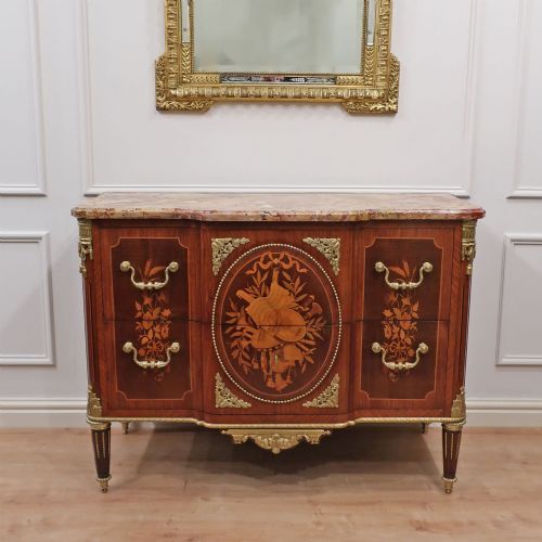 French Louis Xvi Style Marquetry Chest of Drawers