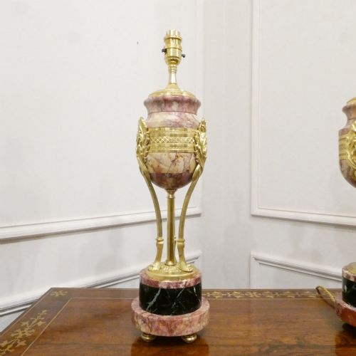 fig 1. Pair of French Marble & Gilt Bronze Cassolette Table Lamps
