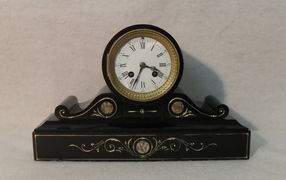Black Slate Aesthetic Movement Mantel Clock
