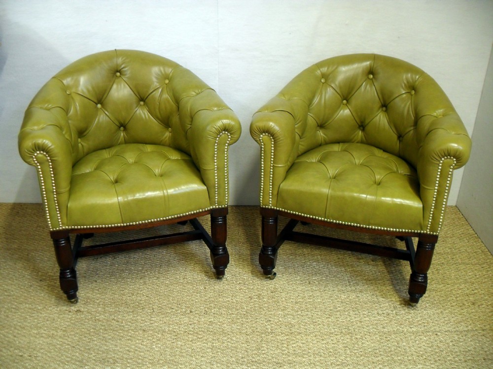 Pair of Leather Tub Chairs